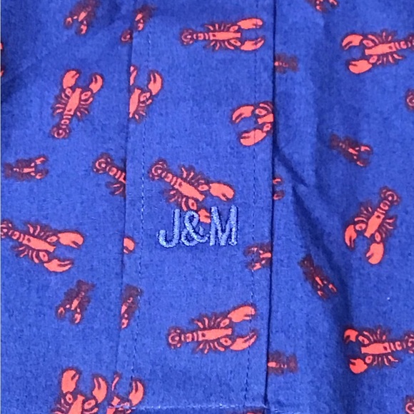 Johnston & Murphy Men’s XXL Lobster Print Button-Up Shirt Blue Short Sleeve - Picture 3 of 7